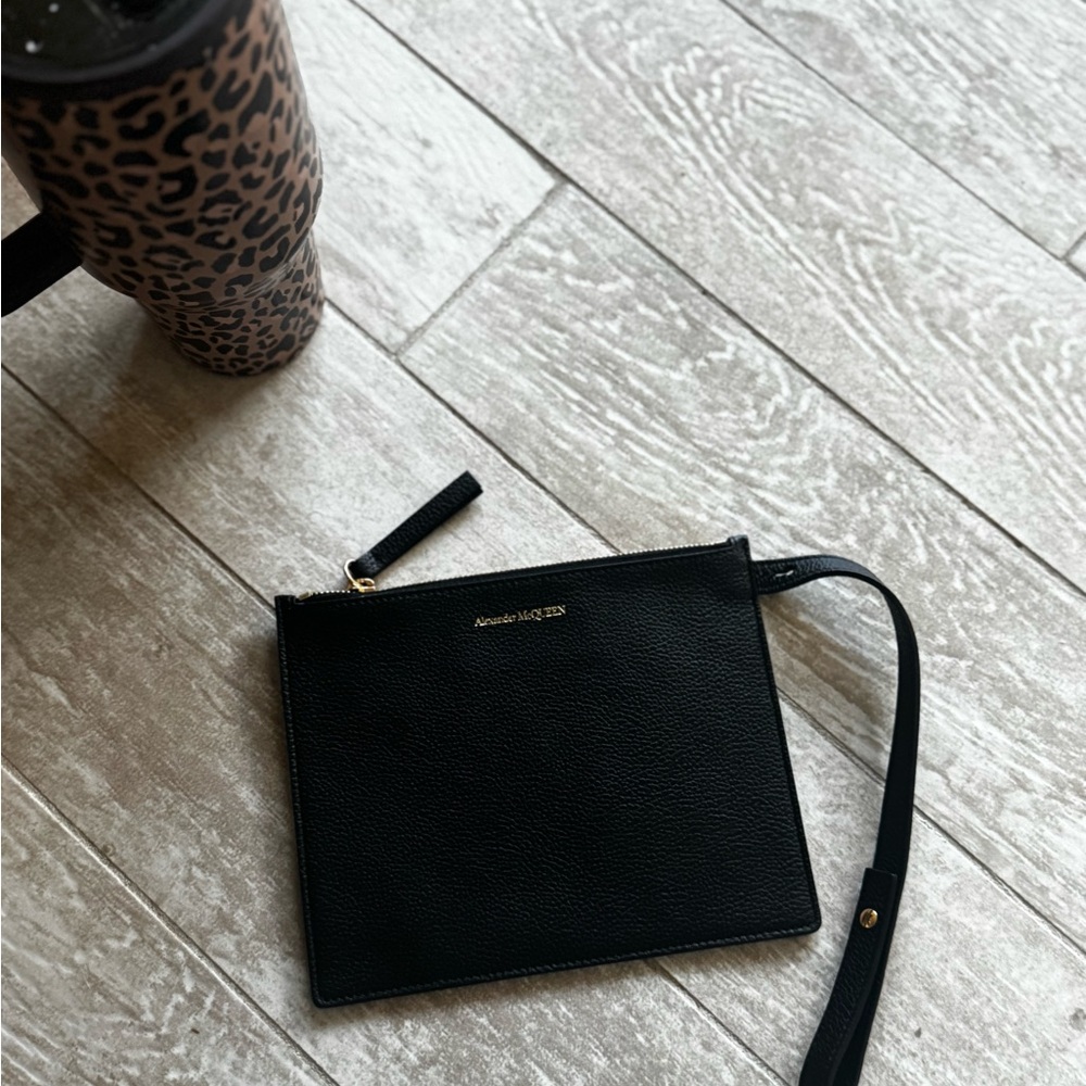 Alexander McQueen Black Leather Wristlet Bag - Picture 2 of 4